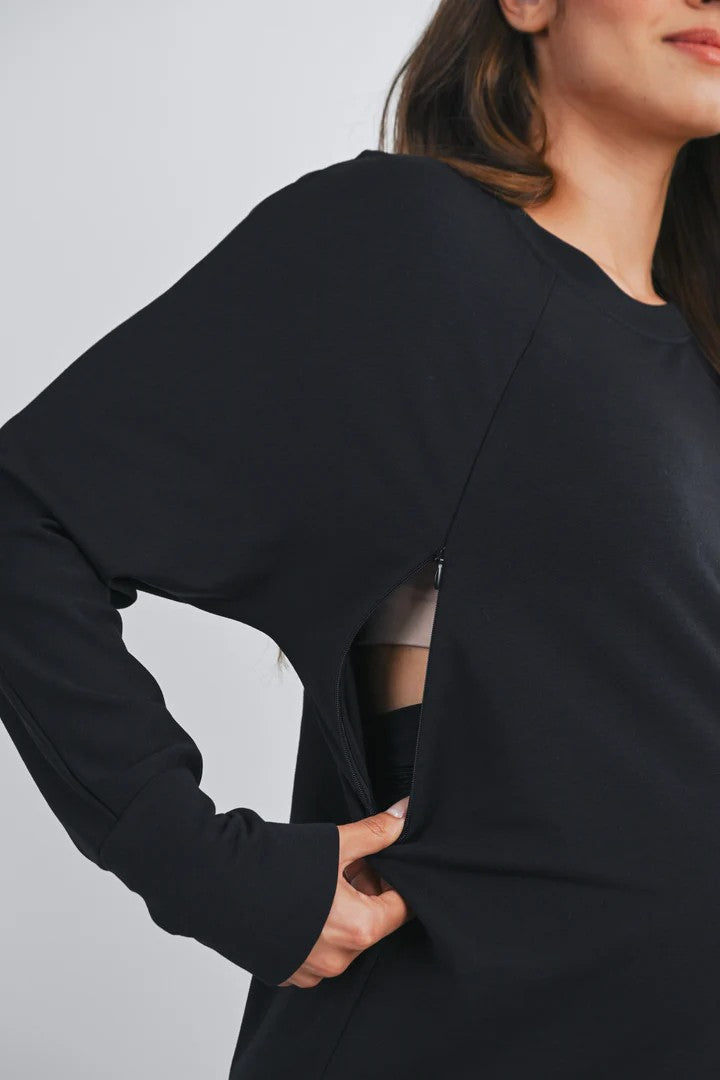Side Zip Nursing Pullover