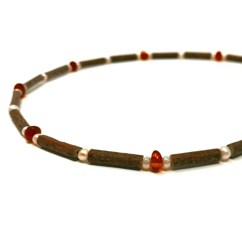Hazel Wood & Baltic Amber Necklace