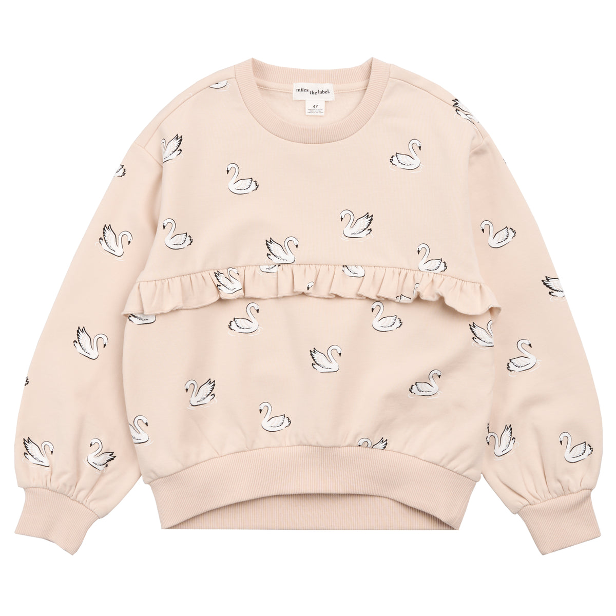 Swan Print Long Sleeve Sweatshirt