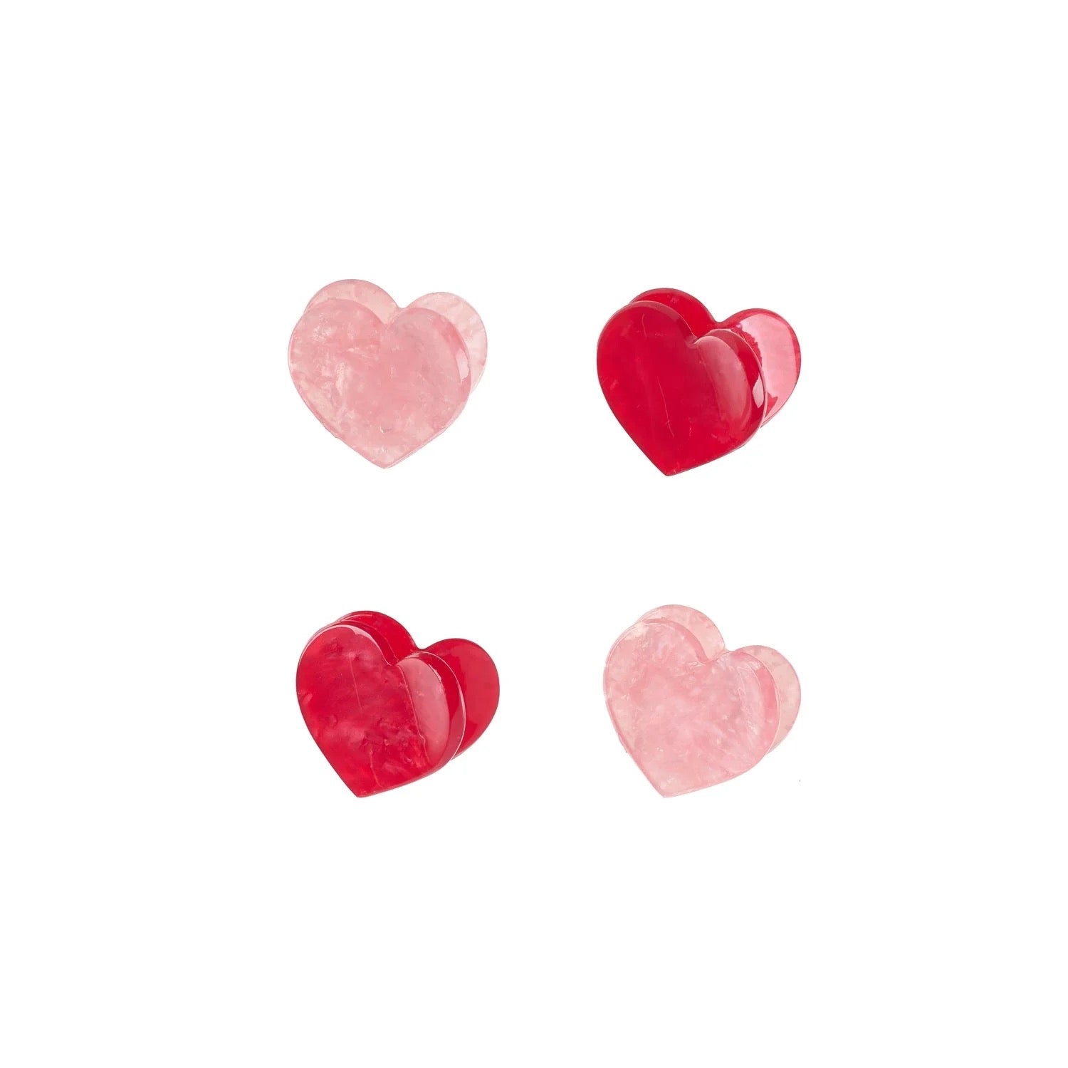 Gingham Love Heart Claw Clip 4pk