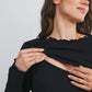 Ribbed Knit Sleeve Nursing Top