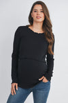 Ribbed Knit Sleeve Nursing Top