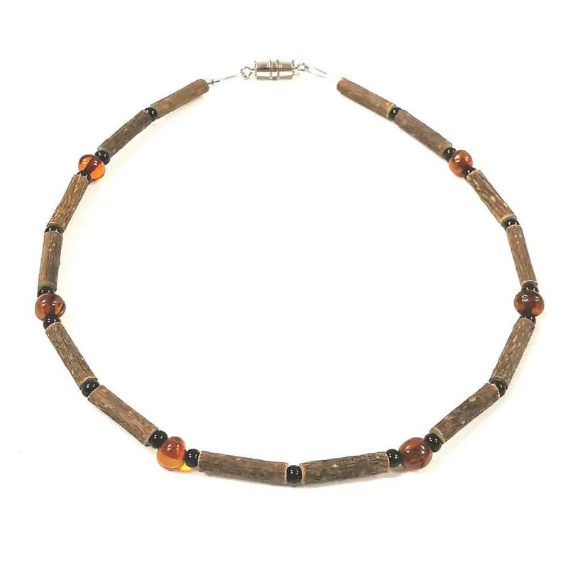 Hazel Wood & Baltic Amber Necklace