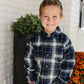 Navy Plaid Button Up