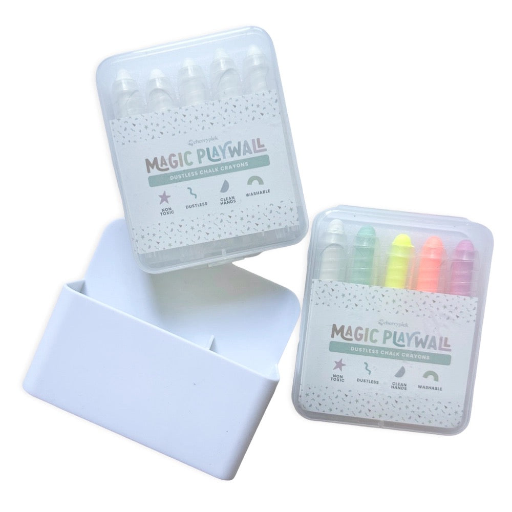 Dustless Chalk Crayons & Holder - White